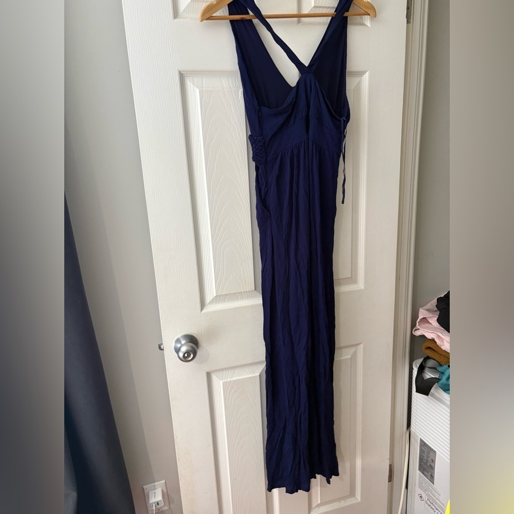 Maeve Anthropologie navy size 4P Yuma sleeveless maxi dress zip side - Picture 5 of 6